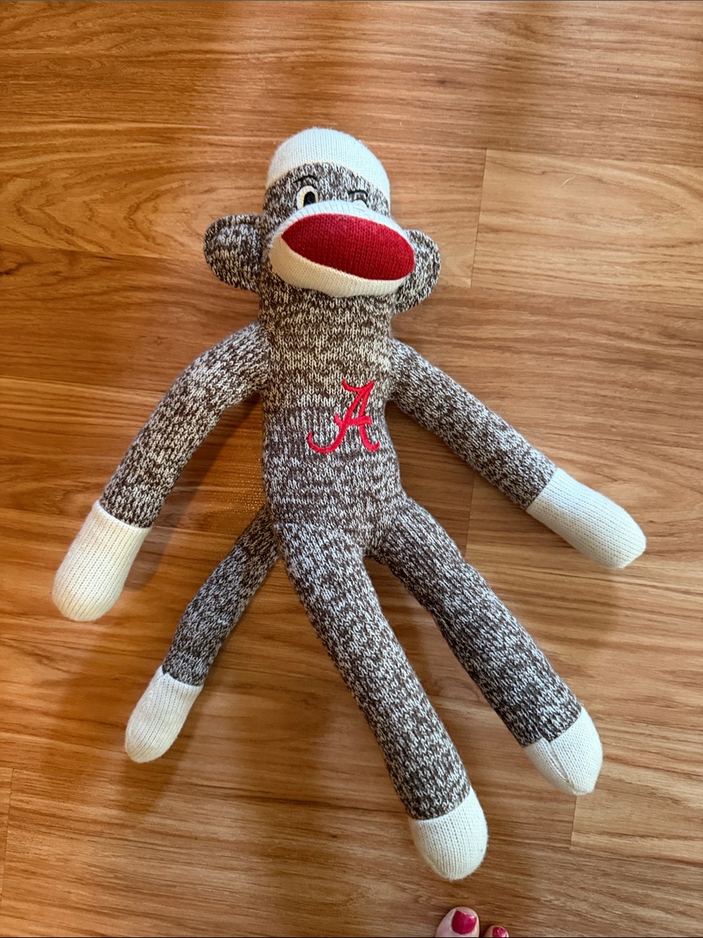 Plush Sock Monkey Stuffed Animal - Gray with Red Accent